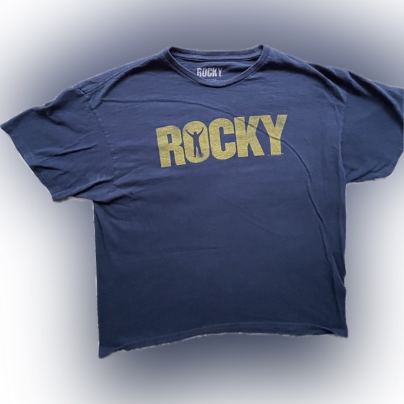 Rocky Other - Vintage Rocky Balboa Movie Logo Sylvester Stallone Philly Step Tshirt XL- Blue